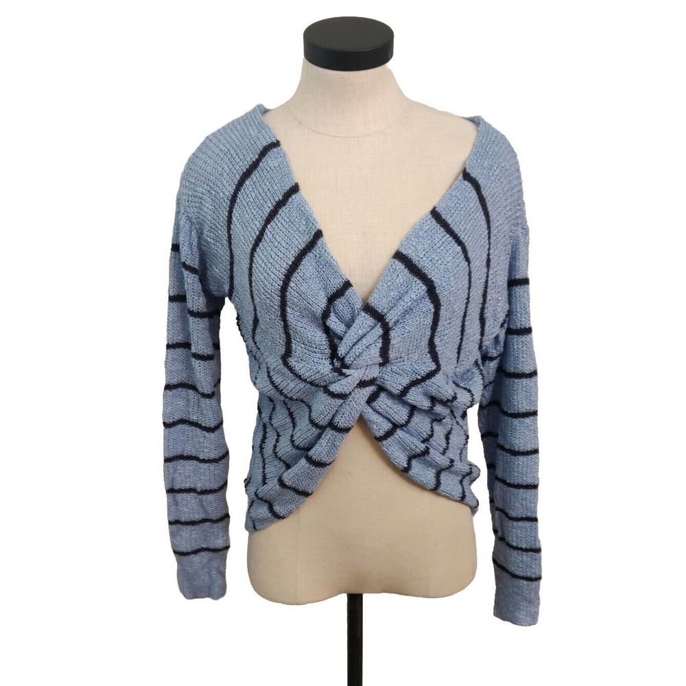 Coco + Jaimeson Sweater Shirt Blue Stripe Size S Long Sleeve Twist V-neck